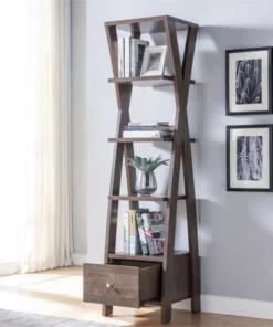 Stokes Wood 4-Shelf 71-Inch Standard Bookcase in Walnut Oak - Furniture of America -Bookshelves Sales Shop unnamed file 1476