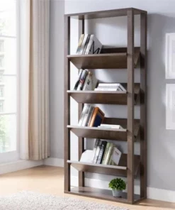 Rubus Wood 5-Shelf 71-Inch Etagere Bookcase in Walnut - Furniture of America -Bookshelves Sales Shop unnamed file 1490