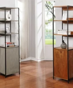 Armand Modern Wood Shelf with Storage in Natural - Furniture of America