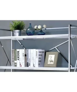 Bettallo Modern Wood 4 Shelf Bookcase in Chrome and White - Furniture of America -Bookshelves Sales Shop unnamed file 1531