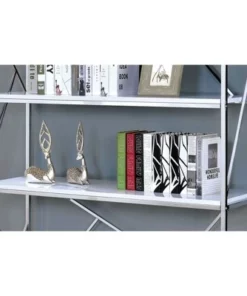 Bettallo Modern Wood 4 Shelf Bookcase in Chrome and White - Furniture of America -Bookshelves Sales Shop unnamed file 1532