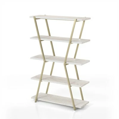 Ketano Metal 4-Shelf Bookcase in Champagne and White - Furniture of America 5 Ketano Metal 4-Shelf Bookcase in Champagne and White - Furniture of America - Image 3