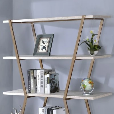 Ketano Metal 4-Shelf Bookcase in Champagne and White - Furniture of America 7 Ketano Metal 4-Shelf Bookcase in Champagne and White - Furniture of America - Image 5
