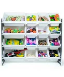 Soho Toy Storage Organizer with 16 Storage Bins Gray/White - Humble Crew