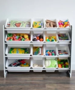 Soho Toy Storage Organizer with 16 Storage Bins Gray/White - Humble Crew -Bookshelves Sales Shop unnamed file 164