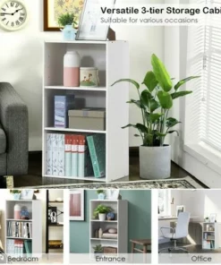 Costway 2 PCS 3 Tier Open Shelf Bookcase Multi-functional Storage Display Cabinet White -Bookshelves Sales Shop unnamed file 169