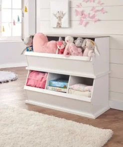 Badger Basket 3 Bin Stackable Storage Cubby White/Gray Woodgrain -Bookshelves Sales Shop unnamed file 1720