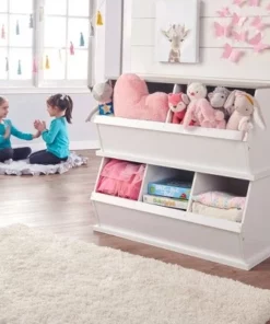 Badger Basket 3 Bin Stackable Storage Cubby White/Gray Woodgrain -Bookshelves Sales Shop unnamed file 1722