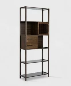 Selma Bamboo Bookcase Right Facing Spindle Cabinet - Boraam Natural -Bookshelves Sales Shop unnamed file 1753