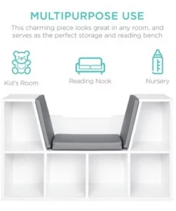 Best Choice Products 6-Cubby Kids Bedroom Storage Organizer, Multi-Purpose Bookcase w/ Cushioned Reading Nook -Bookshelves Sales Shop unnamed file 1760