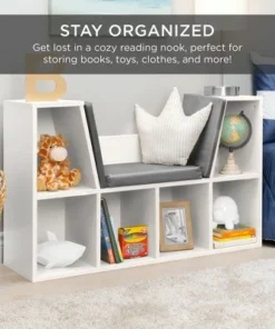 Best Choice Products 6-Cubby Kids Bedroom Storage Organizer, Multi-Purpose Bookcase w/ Cushioned Reading Nook -Bookshelves Sales Shop unnamed file 1761