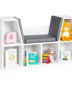 Best Choice Products 6-Cubby Kids Bedroom Storage Organizer, Multi-Purpose Bookcase w/ Cushioned Reading Nook -Bookshelves Sales Shop unnamed file 1764