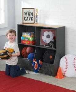 Badger Basket Metal and Bamboo MultiBin Storage Cubby Charcoal/Natural -Bookshelves Sales Shop unnamed file 1789