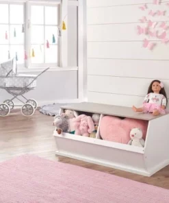 Badger Basket Two Bin Stackable Storage Cubby White/Gray Woodgrain