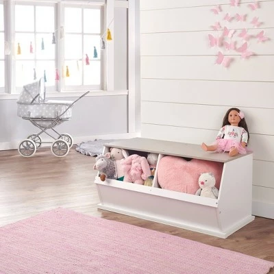 Badger Basket Two Bin Stackable Storage Cubby White/Gray Woodgrain 3 Badger Basket Two Bin Stackable Storage Cubby White/Gray Woodgrain