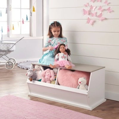 Badger Basket Two Bin Stackable Storage Cubby White/Gray Woodgrain 5 Badger Basket Two Bin Stackable Storage Cubby White/Gray Woodgrain - Image 3