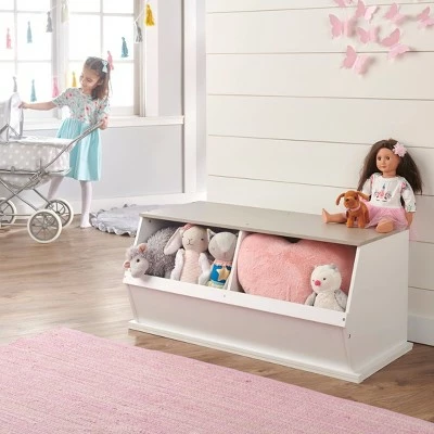 Badger Basket Two Bin Stackable Storage Cubby White/Gray Woodgrain 6 Badger Basket Two Bin Stackable Storage Cubby White/Gray Woodgrain - Image 4