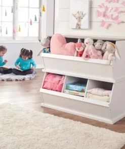 Badger Basket Two Bin Stackable Storage Cubby White/Gray Woodgrain 16 Badger Basket Two Bin Stackable Storage Cubby White/Gray Woodgrain -Bookshelves Sales Shop unnamed file 1806