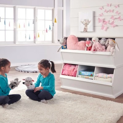 Badger Basket Two Bin Stackable Storage Cubby White/Gray Woodgrain 9 Badger Basket Two Bin Stackable Storage Cubby White/Gray Woodgrain - Image 7