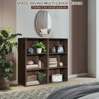 Costway 2 PCS 3 Tier Open Shelf Bookcase Multi-functional Storage Display Cabinet Walnut 9 Costway 2 PCS 3 Tier Open Shelf Bookcase Multi-functional Storage Display Cabinet Walnut - Image 7