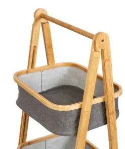 Honey-Can-Do 2 Tier Bamboo and Canvas A-Frame Shelving Unit -Bookshelves Sales Shop unnamed file 1825