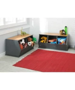 Badger Basket Metal and Bamboo 3 Bin Stackable Storage Cubby Charcoal/Natural -Bookshelves Sales Shop unnamed file 1854