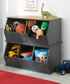 Badger Basket Metal and Bamboo 3 Bin Stackable Storage Cubby Charcoal/Natural -Bookshelves Sales Shop unnamed file 1857