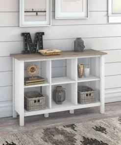 30" 6 Cube Mayfield Bookshelf Shiplap Gray/Pure White - Bush Furniture