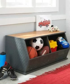 Badger Basket Metal and Bamboo 2 Bin Stackable Storage Cubby Charcoal/Natural 14 Badger Basket Metal and Bamboo 2 Bin Stackable Storage Cubby Charcoal/Natural -Bookshelves Sales Shop unnamed file 1890