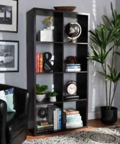 Janne 8 Cube Multipurpose Storage Shelf Dark Brown - Baxton Studio -Bookshelves Sales Shop unnamed file 1901