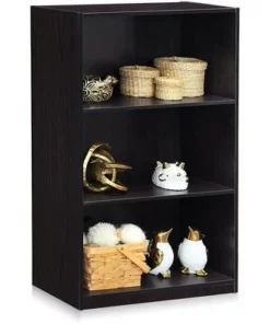 Furinno Basic Simple Sleek Wooden 3 Tier Open Bookcase Display Storage Shelf for Home Rooms and Office Organization, Dark Walnut -Bookshelves Sales Shop unnamed file 1906