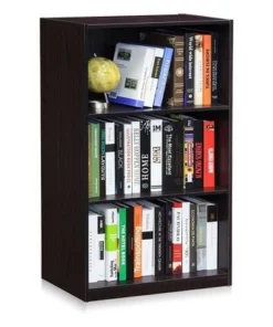 Furinno Basic Simple Sleek Wooden 3 Tier Open Bookcase Display Storage Shelf for Home Rooms and Office Organization, Dark Walnut -Bookshelves Sales Shop unnamed file 1907