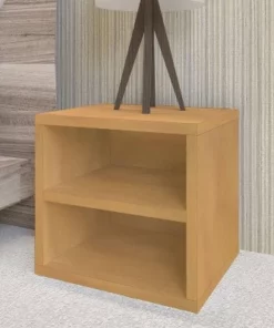 Way Basics Eco Stackable Connect Cube with Shelf Modular Cubby Organizer Storage System Natural Wood Grain