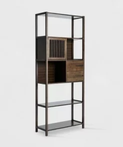 Selma Bamboo Bookcase Left Facing Spindle Cabinet - Boraam Natural -Bookshelves Sales Shop unnamed file 1921