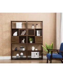 Selma Bamboo Bookcase Left Facing Spindle Cabinet - Boraam Natural -Bookshelves Sales Shop unnamed file 1922