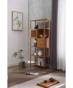 Selma Bamboo Bookcase Left Facing Spindle Cabinet - Boraam Natural -Bookshelves Sales Shop unnamed file 1924