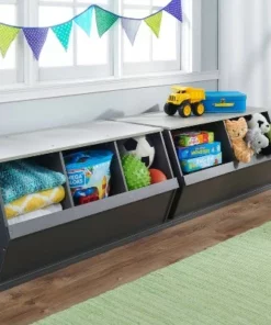 Badger Basket 2 Bin Stackable Storage Cubby Charcoal/Gray Woodgrain 10 Badger Basket 2 Bin Stackable Storage Cubby Charcoal/Gray Woodgrain -Bookshelves Sales Shop unnamed file 1927