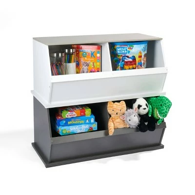 Badger Basket 2 Bin Stackable Storage Cubby Charcoal/Gray Woodgrain 6 Badger Basket 2 Bin Stackable Storage Cubby Charcoal/Gray Woodgrain - Image 4