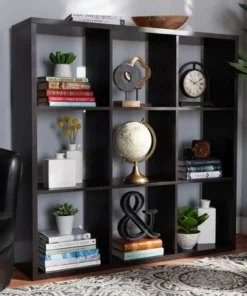 Janne 9 Cube Multipurpose Storage Shelf Dark Brown - Baxton Studio -Bookshelves Sales Shop unnamed file 1980