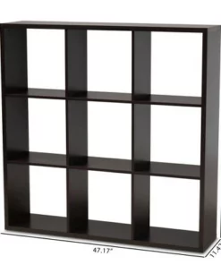 Janne 9 Cube Multipurpose Storage Shelf Dark Brown - Baxton Studio -Bookshelves Sales Shop unnamed file 1982