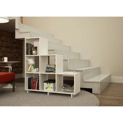 Set of 2 38.58" Cascavel Stair Cubby White - Manhattan Comfort 5 Set of 2 38.58" Cascavel Stair Cubby White - Manhattan Comfort - Image 3