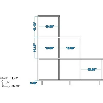 Set of 2 38.58" Cascavel Stair Cubby White - Manhattan Comfort 7 Set of 2 38.58" Cascavel Stair Cubby White - Manhattan Comfort - Image 5