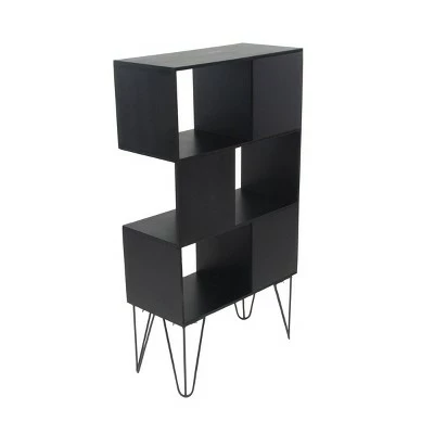 Mid-Century Modern Wooden Cube Shelf - Olivia & May Black 4 Mid-Century Modern Wooden Cube Shelf - Olivia & May Black - Image 2