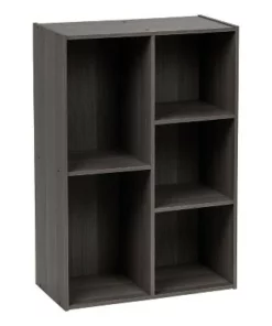 IRIS 5-Compartment Wood Organizer Bookcase Storage Shelf, Gray