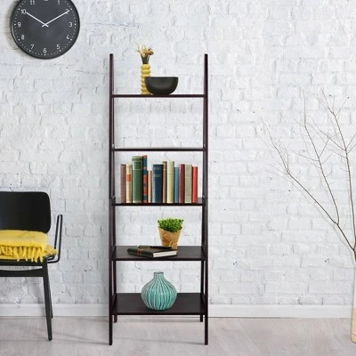 5 Shelf Ladder Bookcase - Flora Home Espresso 6 5 Shelf Ladder Bookcase - Flora Home Espresso - Image 4