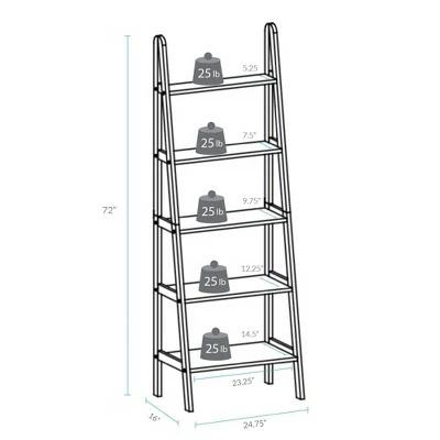 5 Shelf Ladder Bookcase - Flora Home Espresso 7 5 Shelf Ladder Bookcase - Flora Home Espresso - Image 5