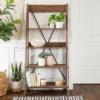 68.25" Boho 4 Tier Solid Wood Ladder Bookshelf Plant Stand - Saracina Home Gray -Bookshelves Sales Shop unnamed file 2115