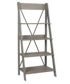 68.25" Boho 4 Tier Solid Wood Ladder Bookshelf Plant Stand - Saracina Home Gray -Bookshelves Sales Shop unnamed file 2127