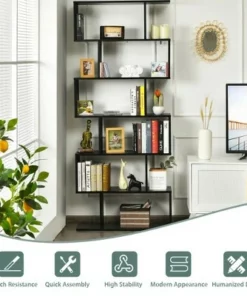 Costway 6 Tier S-Shaped Bookshelf Storage Display Bookcase Decor Z-Shelf -Bookshelves Sales Shop unnamed file 2131