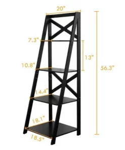 Costway 4-Tier Ladder Shelf Bookshelf Bookcase Storage Display Leaning Home Office Decor